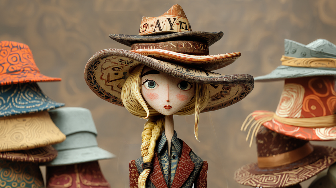 Character wearing multiple hats — Midjourney illustration